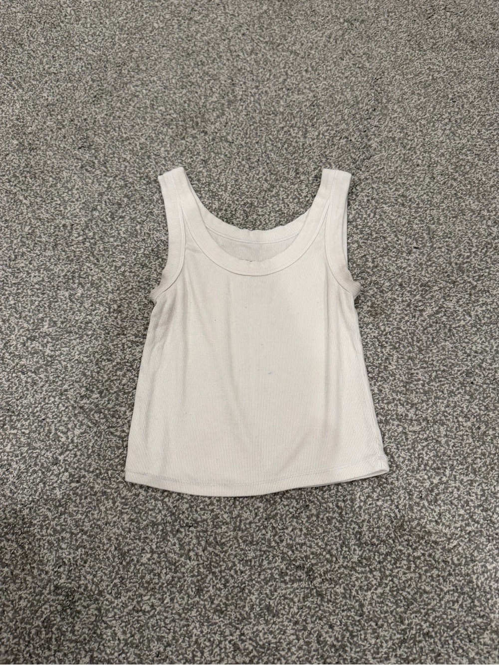 White Ribbed Scoop Tank
